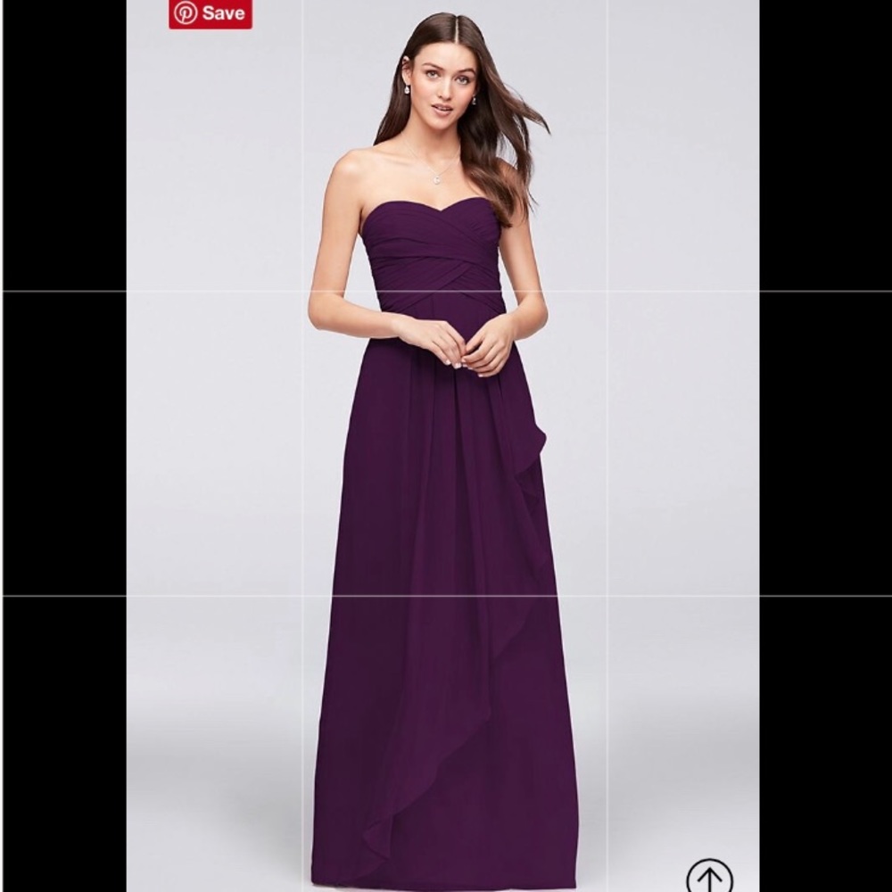 Strapless crinkle chiffon Bridesmaid dress in Plum